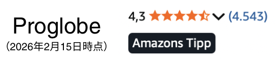 Proglobe Amazonレビュー評価（2026年2月15日時点）
