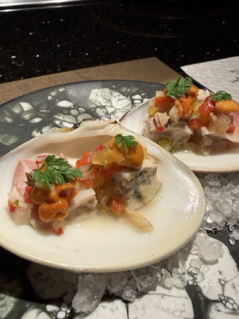 熱海パールスターホテル 鉄板焼き 前菜 貝料理