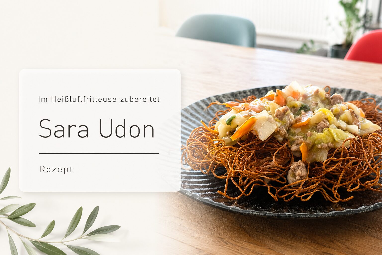 Saraudon aus der Heißluftfritteuse – knusprige Nudeln mit Gemüse und Hackfleisch